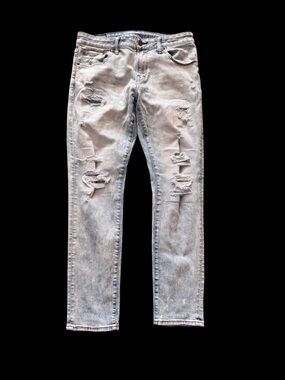 American Eagle Athletic Skinny Jeans Mens 32x32 Light Wash Distressed AirFlex+